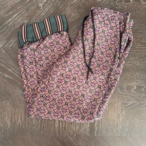 Scotch & Soda Pink Patterned Pants with Striped Waistband